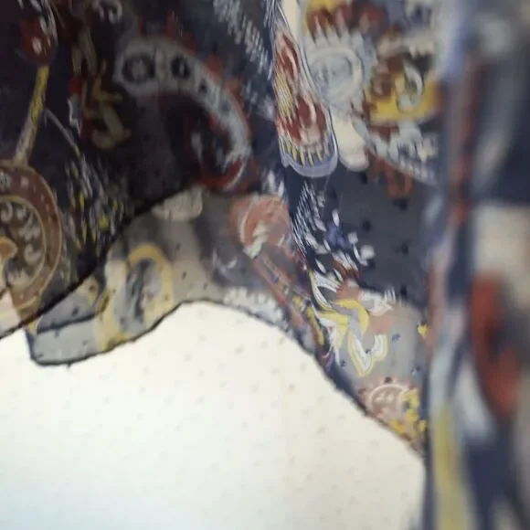 Style & Co Peasant Top XL Sheer Swiss Dot Paisley Blue Career Bell Sleeves Flowy - Picture 8 of 16